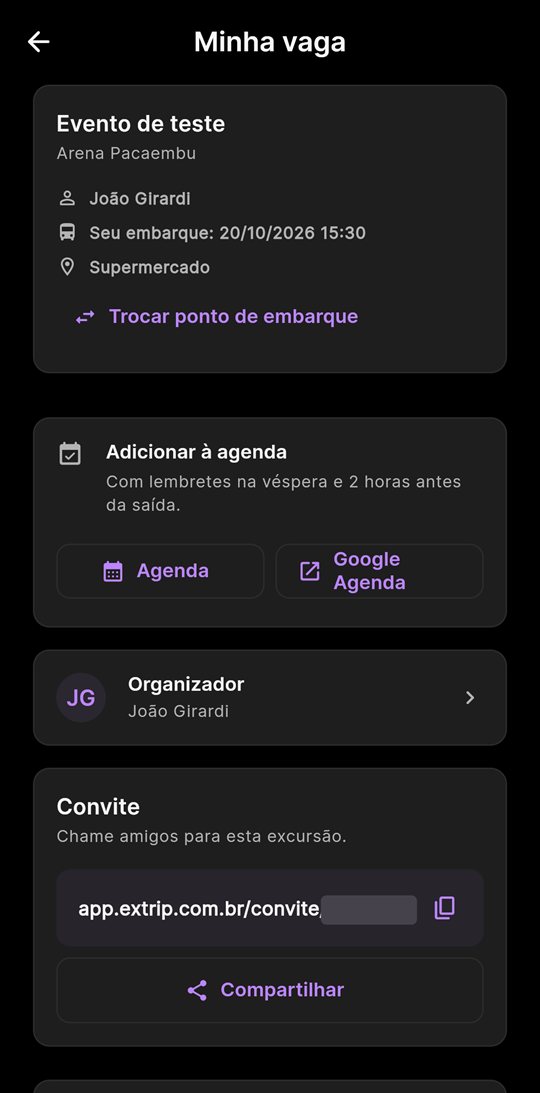 Tela do ExTrip: Minha vaga